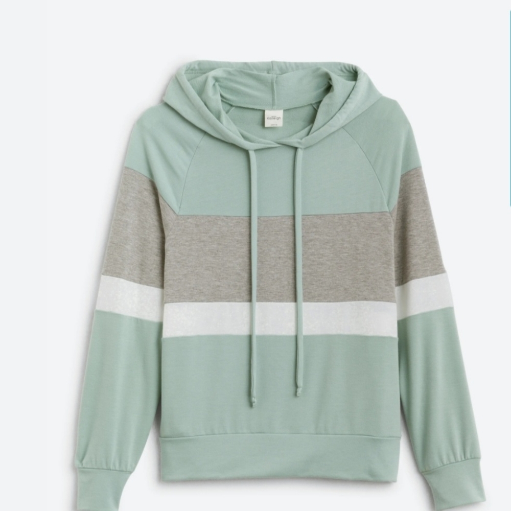 KAILEIGH BECKY Women's Colorblock Hooded Knit Top Size Small